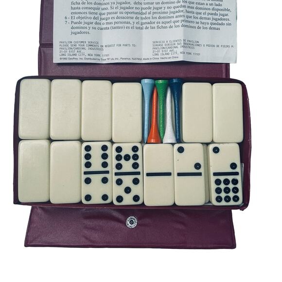 Vintage Dominoes By Pavilion With Instructions Case & 55 Dominoes - Picture 6 of 7